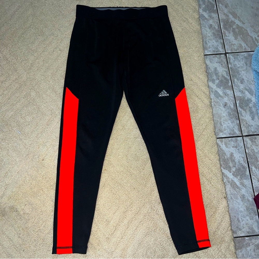Neon tech fit Adidas workout jog lightweight soft black leggings m yoga gym bike